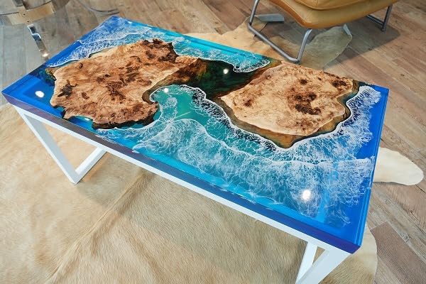 Blue Ocean Feel Table Epoxy Dining Table Resin Coffee Table Ocean Table Living Room Table Epoxy Table Top Bar Counter Home Décor Side Table Top