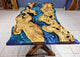 Large Indoor Blue Ocean Flow Look Epoxy Resin River Dining Table Coffee Table End Table Wooden Table Living Room Table Bar Counter Home Décor