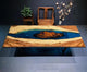 Custom Made Wood Island with Dark Blue River Epoxy Resin Dining Table Coffee Table End Table Wooden Table Living Room Table Bar Counter Home Décor Side Table top