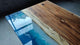 TUZECH Natural Wood Resin Epoxy Realistic River Look with Waves Table Coastal Table Top Dining Table Coffee Table Side/End Table Home Décor