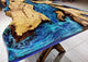 Large Indoor Blue Ocean Flow Look Epoxy Resin River Dining Table Coffee Table End Table Wooden Table Living Room Table Bar Counter Home Décor