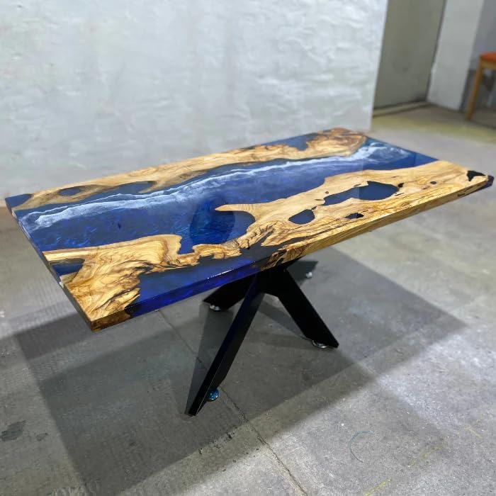 TUZECH Large Indoor River Table Epoxy Dining Table Resin Coffee Table Ocean Table Living Room for 2, 4, 6, 8 Table Epoxy Table Top Patio Table Counter Table Wall Art