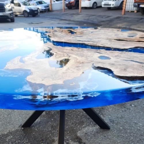 TUZECH Unique Blue River Epoxy Resin Dining Table Coffee Table Living Room Table Console Table Patio Table Bar Counter Table End/Side Table Kitchen Table Home Décor