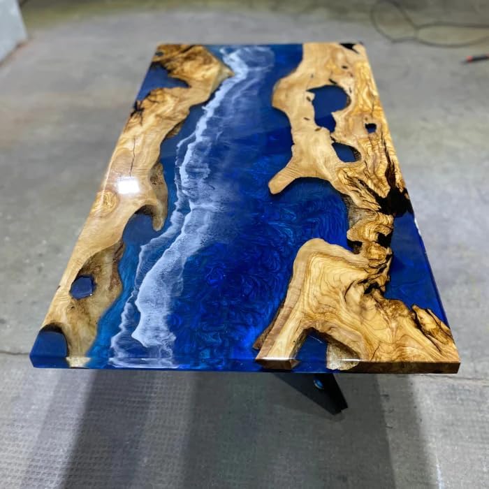 TUZECH Large Indoor River Table Epoxy Dining Table Resin Coffee Table Ocean Table Living Room for 2, 4, 6, 8 Table Epoxy Table Top Patio Table Counter Table Wall Art