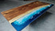 TUZECH Natural Wood Resin Epoxy Realistic River Look with Waves Table Coastal Table Top Dining Table Coffee Table Side/End Table Home Décor