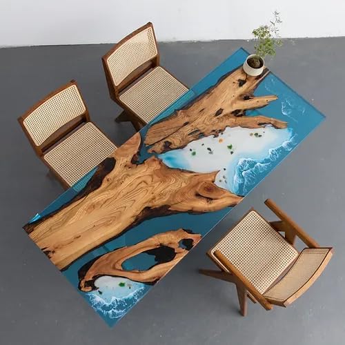 Custom Made Ocean Look Epoxy Realistic Ocean Beach Feel with Waves Table Dining Table Coffee Table End Table Bar Counter Top Living Room Table Wall Art Wooden Table