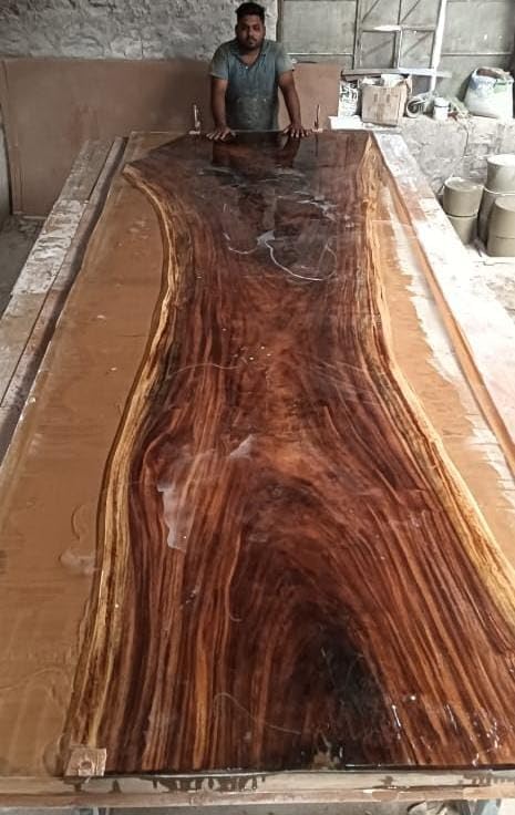 Rustic Natural Wood Crystal Clear River Epoxy Resin Dining Table Live Edge Table Conference Table Console Table Hallway Table Kitchen Table Patio Table End Table