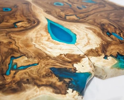 Exotic Round Live Edge Coffee Table with Glowing Resin Living Room Table Dinning Table Home Office Table Center Table Console Table End Table Side Table Home Décor