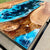 TUZECH Natural Wood Classic Ocean River Look Resin Epoxy Table Coastal Table Top Dining Table Coffee Table Side/End Table Home Décor