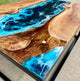 TUZECH Natural Wood Classic Ocean River Look Resin Epoxy Table Coastal Table Top Dining Table Coffee Table Side/End Table Home Décor