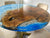 TUZECH Customized Resin Round Table Top, Blue Ocean with Stones Epoxy Resin, Coffee Table Design, Resin Table, Luxury Decor Table, Walnut Table, Wooden Resin Table