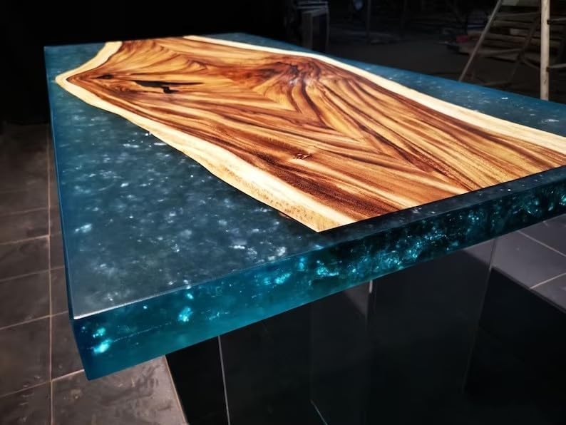 Natural Wood with Epoxy Dining Table Resin Coffee Table Living Room Table for 2, 4, 6, 8 Epoxy River Table Top Resin Table Home Decor Side/End Table Patio Table