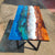 epoxy resin ocean beach art solid wood coffee/dining/conference tables.