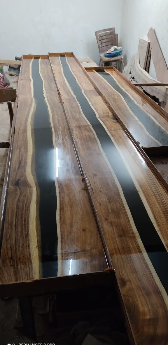 TUZECH Customized Obsidian Black Epoxy Resin Table Coffee Table Conference Table Kitchen Table End/Side Table Patio Table Console Table Coastal Table Home Décor
