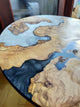 Natural Wood Epoxy Coffee Table Round Table Multi River White Epoxy Table Living Room Table for 2, 4, 6, 8 Dining Table Resin Bar Counter Home Décor Side/End Table