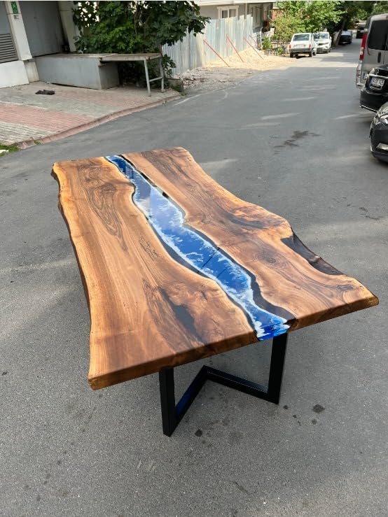 Attractive Blue Epoxy Resin Dining Table Coffee Table Conference Table Kitchen Table Living Room Table Bar Counter Table End Table Side Table Patio Table Home Décor