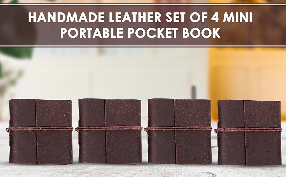 TUZECH Handmade Leather Bound Book of Shadows Mini Notebook Blank Unlined Small Pocket Tiny Journal For Office Artist Architect Personal Note Vintage Diary for Women and Men Rose Miniature