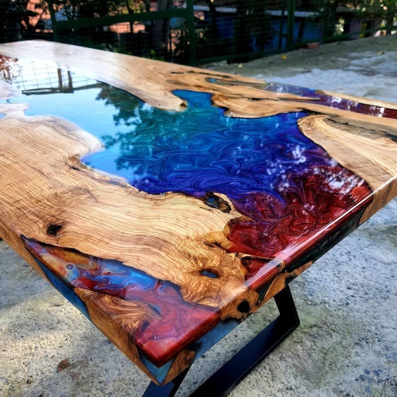 Custom Made Classic Rainbow Look Multi Epoxy Table Dining Table Living Room Table Resin Coffee Table for 2, 4, 6, 8 Wooden Table Console Table Home Décor Patio Table