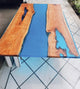 TUZECH Natural Wood Resin Epoxy Unique Blue River Look Table Coastal Table Top Dining Table Coffee Table Side/End Table Home Décor