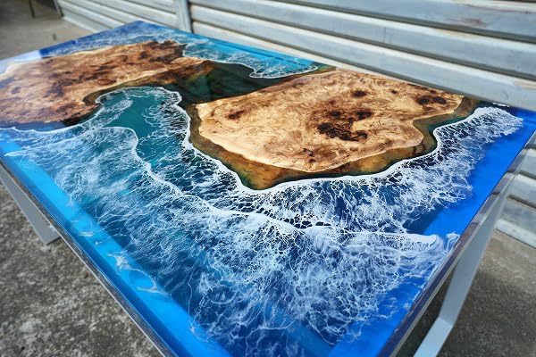 Blue Ocean Feel Table Epoxy Dining Table Resin Coffee Table Ocean Table Living Room Table Epoxy Table Top Bar Counter Home Décor Side Table Top