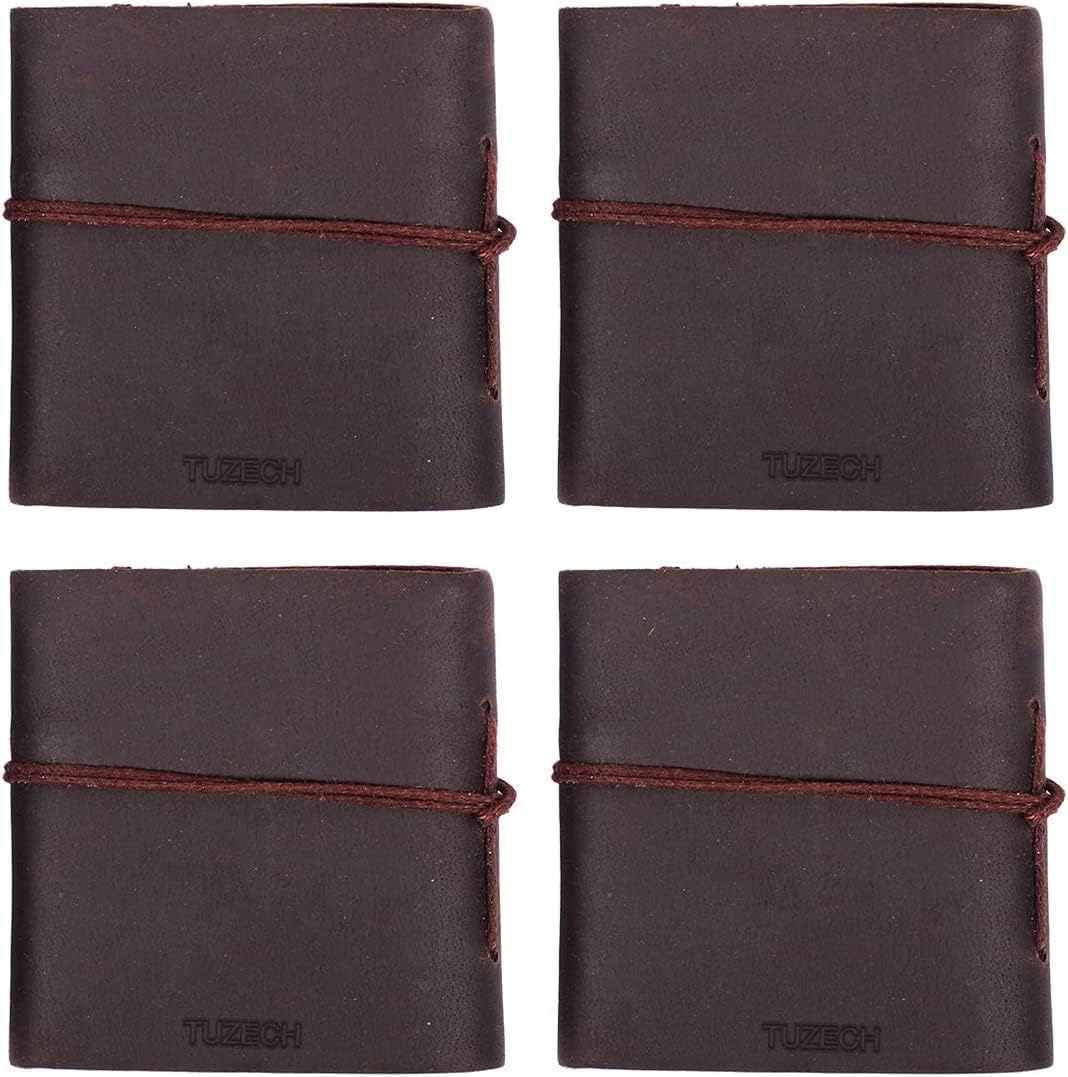 TUZECH Handmade Leather Bound Book of Shadows Mini Notebook Blank Unlined Small Pocket Tiny Journal For Office Artist Architect Personal Note Vintage Diary for Women and Men Rose Miniature