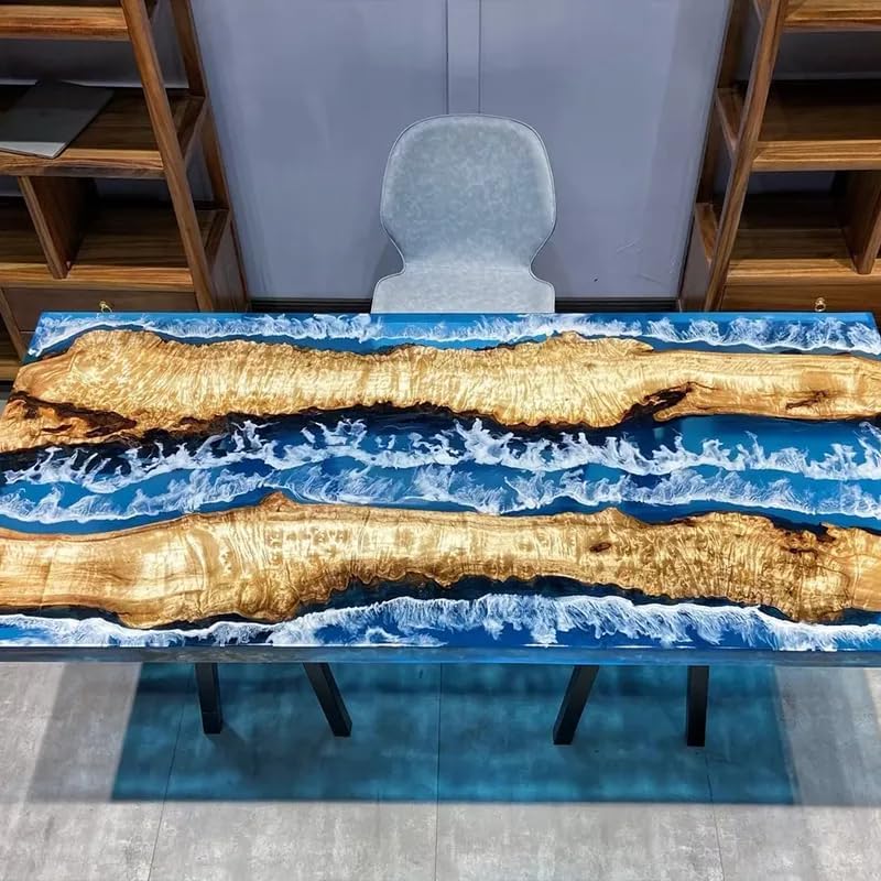 Large Indoor Multi River Ocean Look Epoxy Dining Table Resin Coffee Table Living Room Table for 2, 4, 6, 8 Epoxy Table Top Epoxy Table Home Décor Bar Counter