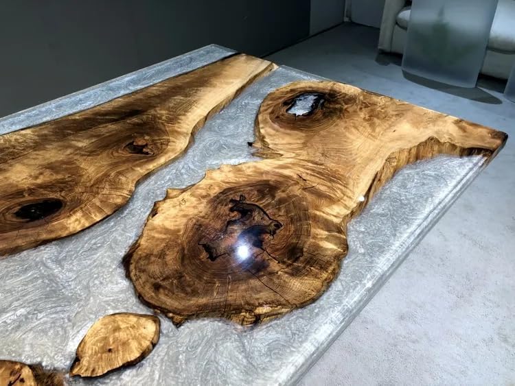 Custom Made Unique Sliver Resin Epoxy Table Epoxy Dining Table Coffee Table End Table Bar Counter Top Living Room Table Wall Art Wooden Table Home Decor