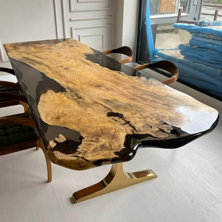 Customized Large Epoxy Table, Clear Resin Dining Table for 2, 4, 6, 8 Black Oval Table, Epoxy Coffee Table, Living Room Table, Home décor