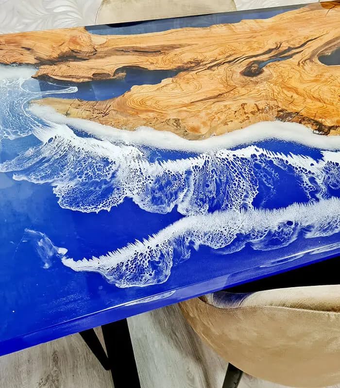 TUZECH Large Indoor Ocean Look Epoxy Resin Dining Table Living Room Table Resin Table for 2, 4, 6, 8 Living Room Table Console Table Bar Counter Home Décor