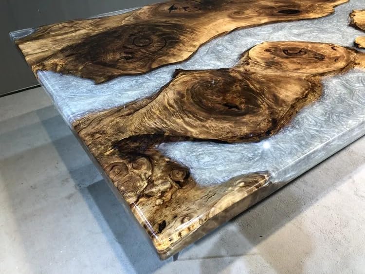 Custom Made Unique Sliver Resin Epoxy Table Epoxy Dining Table Coffee Table End Table Bar Counter Top Living Room Table Wall Art Wooden Table Home Decor