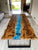 TUZECH Oceanic Blue Epoxy Dining Table Resin Coffee Table River Table Living Room Table for 2, 4, 6, 8 Epoxy Table Top Patio Table Home Décor Bar Counter