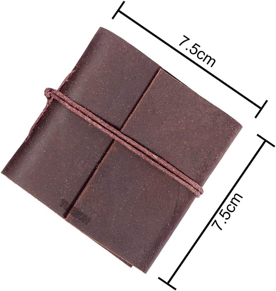 TUZECH Handmade Leather Bound Book of Shadows Mini Notebook Blank Unlined Small Pocket Tiny Journal For Office Artist Architect Personal Note Vintage Diary for Women and Men Rose Miniature