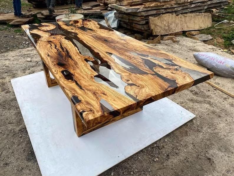 Unique Customized Crystal Clear Resin Table Dining Table Living Room Table Epoxy Table for 2, 4, 6, 8 Wooden Table Side/End Table Patio Table Home Décor Bar Table