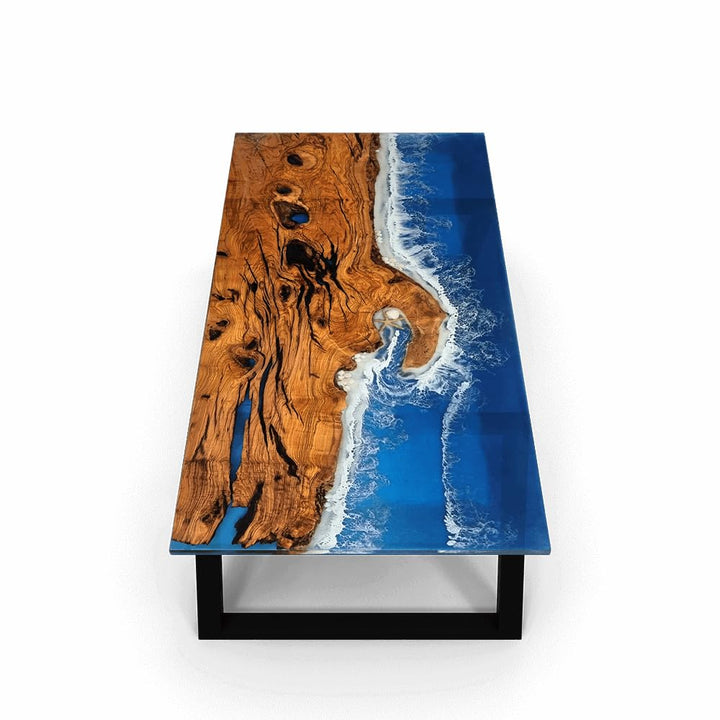 Unique Deep Blue Star and Shell Sea Look Coastal Table Top Dining Table Living Room Stones Table for 2, 4, 6, 8 Coffee Table Side/End Table Patio Table Walnut Table