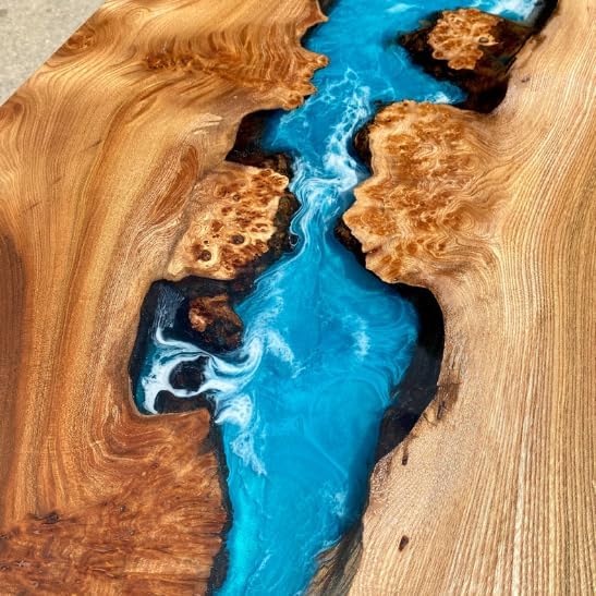 Custom Made Blue Unique Ocean Resin Table Epoxy Dining Table Coffee Table End Table Bar Counter Top Living Room Table Wall Art Wooden Table