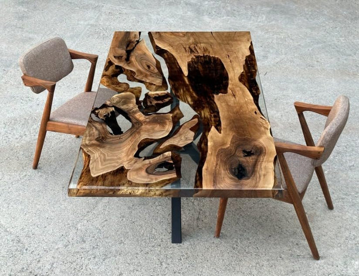 Personalized Solid Wood Transparent Resin Dining Table Coffee Table Console Table Patio Table Living Room Table End Table Side Table Bar Counter Table Home Decor