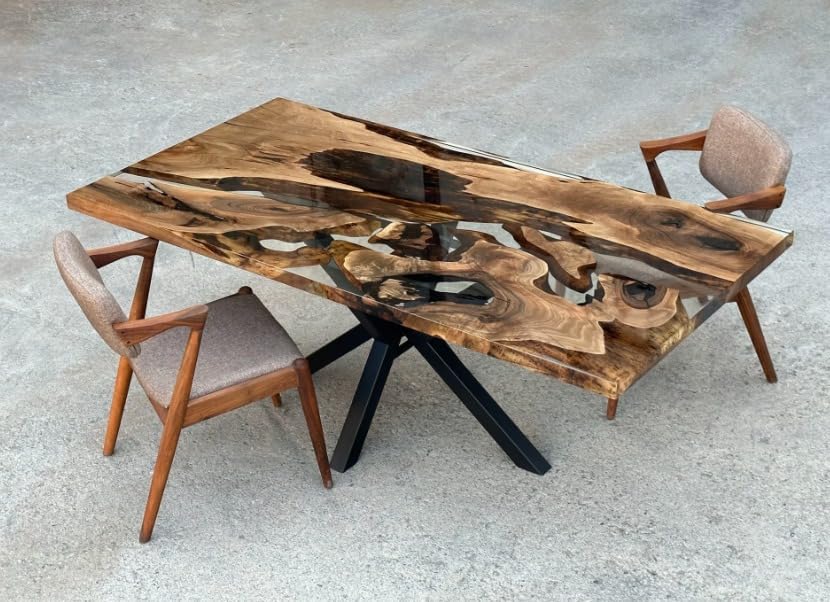 Personalized Solid Wood Transparent Resin Dining Table Coffee Table Console Table Patio Table Living Room Table End Table Side Table Bar Counter Table Home Decor