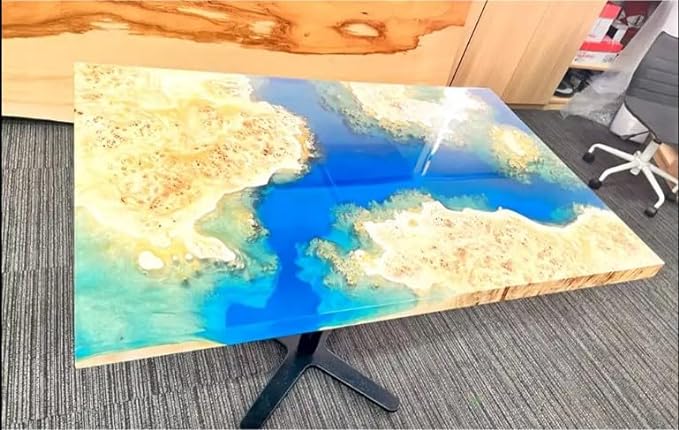 Custom Made Unique Wood with Multi Colour Epoxy Resin Table Epoxy Dining Table Coffee Table End Table Bar Counter Top Living Room Table Wall Art Wooden Table