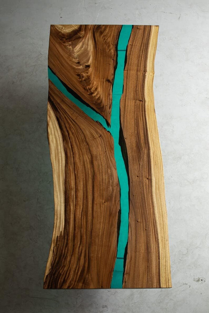 Customized Large Epoxy Table, Blue Resin Dining Table for 2, 4, 6, 8 River Look, Epoxy Coffee Table, Living Room Table, Home décor