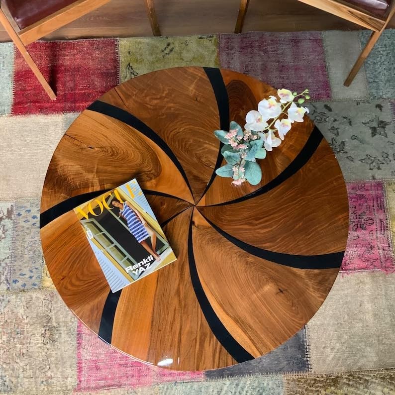 Large Indoor Elegant Design with Wooden Accents Coffee Table Epoxy Dining Table Living Room Table Coastal Table Top Side/End Table Home Décor Patio Table