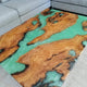 Custom Made Wood with Multi Green River Look Epoxy Dining Table Resin Coffee Table End Table Bar Counter Top Living Room Table Wall Art Wooden Table Home Decor