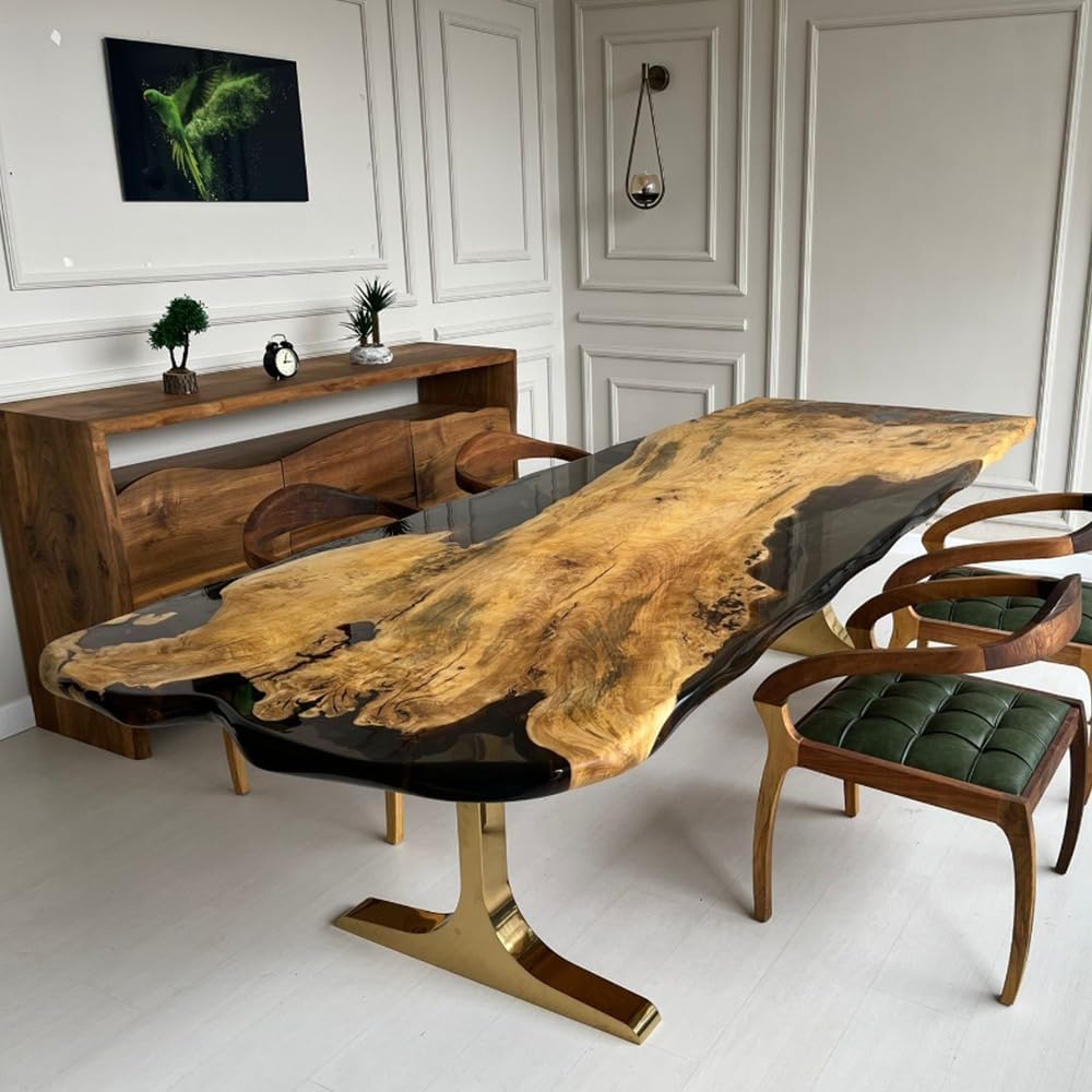 Customized Large Epoxy Table, Clear Resin Dining Table for 2, 4, 6, 8 Black Oval Table, Epoxy Coffee Table, Living Room Table, Home décor