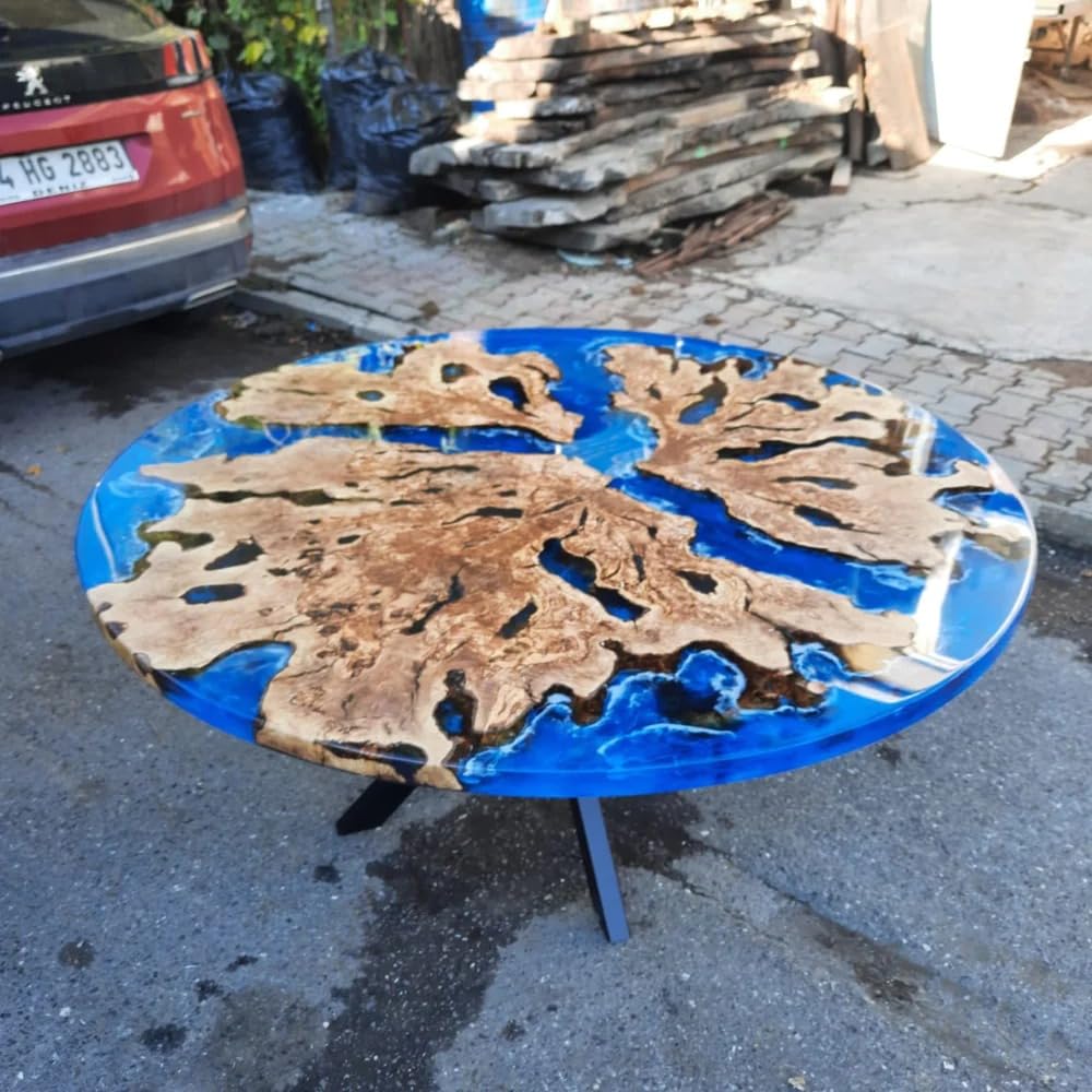 TUZECH Unique Blue River Epoxy Resin Dining Table Coffee Table Living Room Table Console Table Patio Table Bar Counter Table End/Side Table Kitchen Table Home Décor