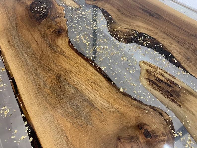 TUZECH Custom Made Handmade Clear Epoxy Resin Rustic Table Dining Table Console Table Side/End Table Living Room Coastal Table Bar Counter Table Home Décor