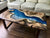 TUZECH Natural Wood Unique Blue Ocean with Wave Look Resin Epoxy Table Coastal Table Top Dining Table Coffee Table Side/End Table Home Décor