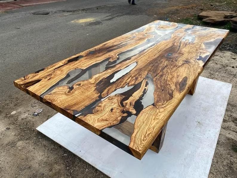 Unique Customized Crystal Clear Resin Table Dining Table Living Room Table Epoxy Table for 2, 4, 6, 8 Wooden Table Side/End Table Patio Table Home Décor Bar Table