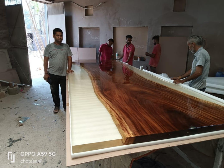 Rustic Natural Wood Crystal Clear River Epoxy Resin Dining Table Live Edge Table Conference Table Console Table Hallway Table Kitchen Table Patio Table End Table