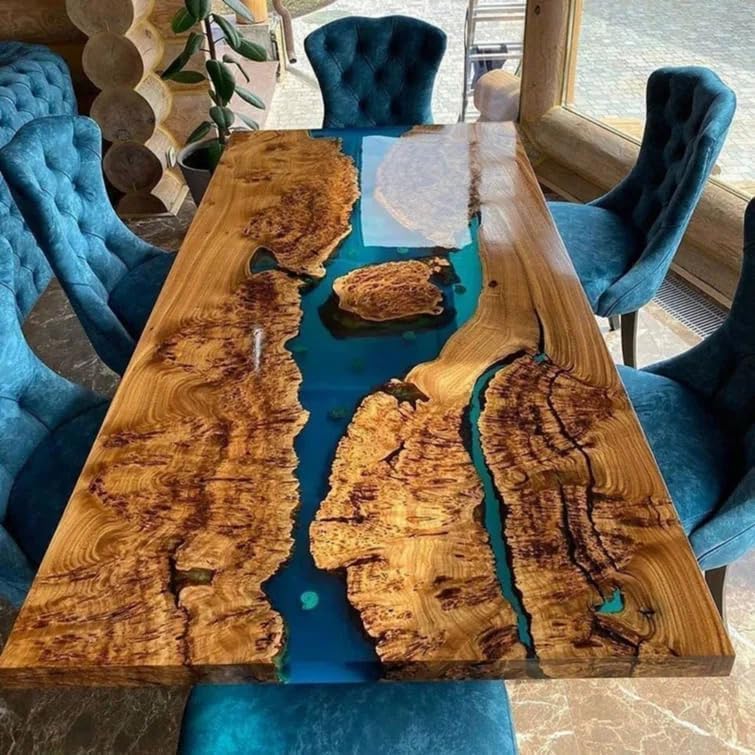 Customized Large Epoxy Table,Blue River Look, Resin Dining Table for 2, 4, 6, 8, Epoxy Coffee Table, Living Room Table, Home décor