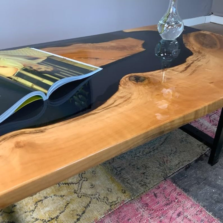 Custom Large Black Epoxy Coffee Table Dinning Table Living Room Table River Flow Table for 2, 4, 6, 8 Coastal Table Patio Table Home Décor Side/End Table Wooden Table