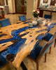 TUZECH Customized Epoxy Table, Dining Table, Ocean Look Table Top, Unique Furnished Table, Epoxy Live Edge Table, Olive Design Dining Table